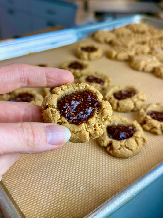 Peanut Butter & Jelly Thumbprint Cookies (GF, DF)