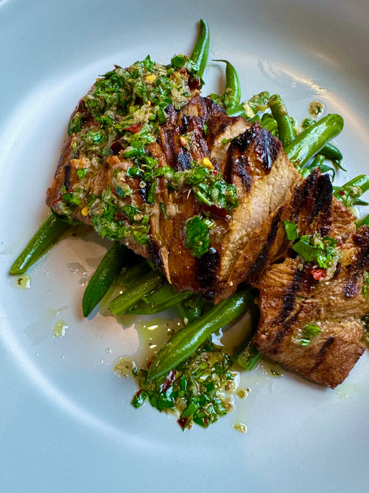 Coconut Sugar Spiced Pork Tenderloin with Chimichurri (GF, DF)